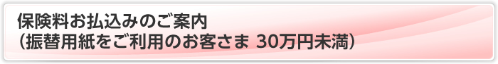 保険料お払込みのご案内（振替用紙をご利用のお客さま 30万円未満）