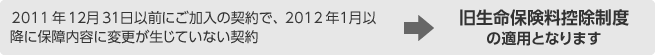 2011年12月31日以前にご加入の契約で、2012年1月以降に保障内容に変更が生じていない契約→旧生命保険料控除制度の適用となります