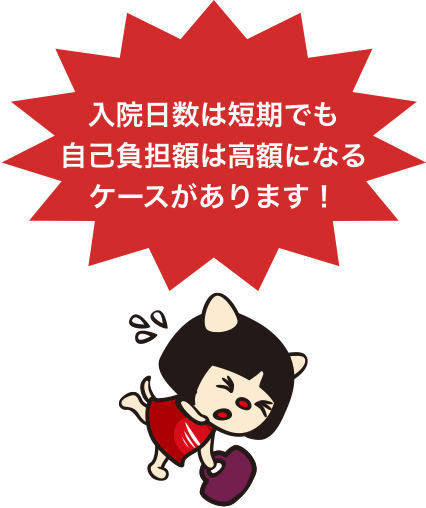 入院日数は短期でも自己負担額は高額になるケースがあります!