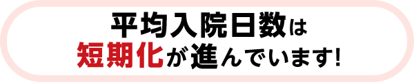 平均入院日数は短期化が進んでいます!
